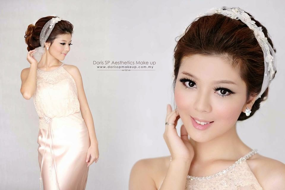 sash on hair ivory gown
