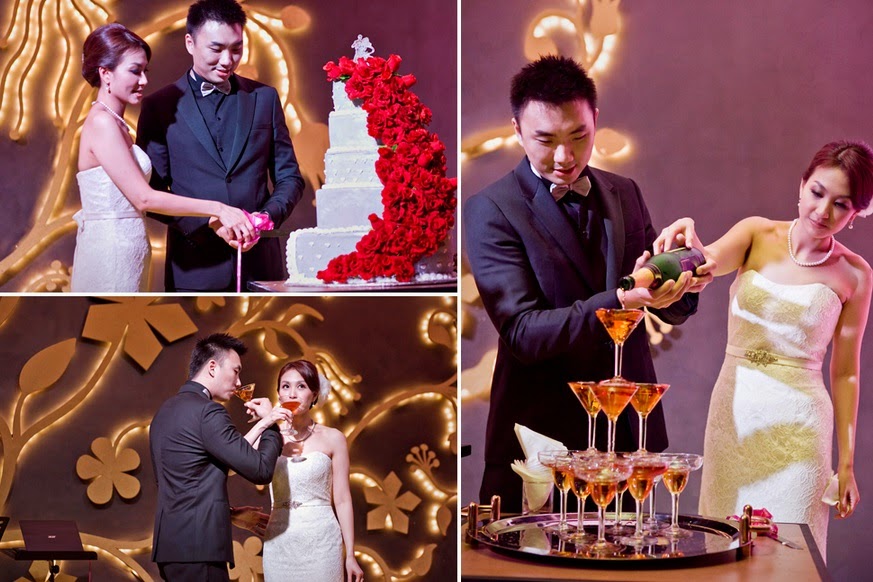toasting cake cutting wedding