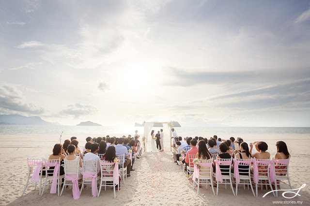 dramatic beach wedding