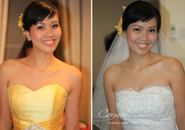 yellow dress, and wedding gown